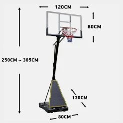 Amila Μπασκέτα Deluxe με Βάση 250-305cm For Μπάλες Μπάσκετ & Μπασκέτες